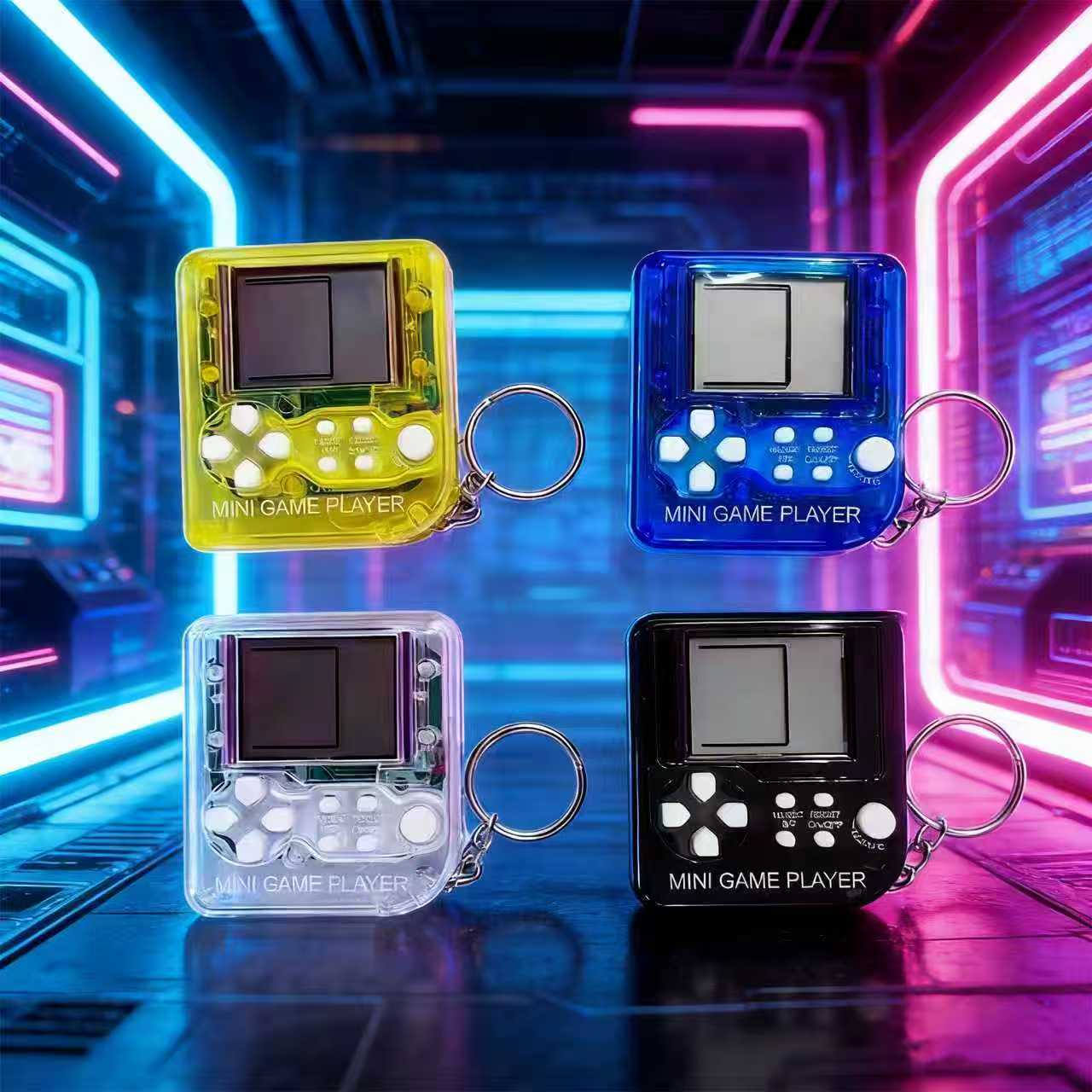 Gaming Console Keychain - レトロミニハンドヘルドゲームコンソールキーホルダークラシックテトリス電子ゲーム機ポータブル教育玩具子供のためのギフト